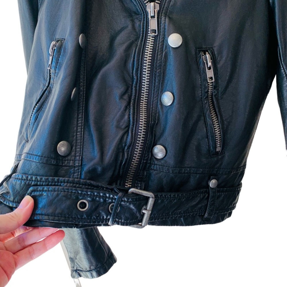 🛑SOLD Free People Asheville Vegan Leather Moto Jacket in Black Size S - Picture 7 of 13